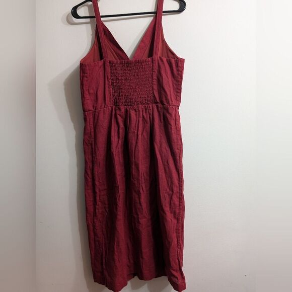 Maurices linen button  front dress rust red, size M - Picture 2 of 6
